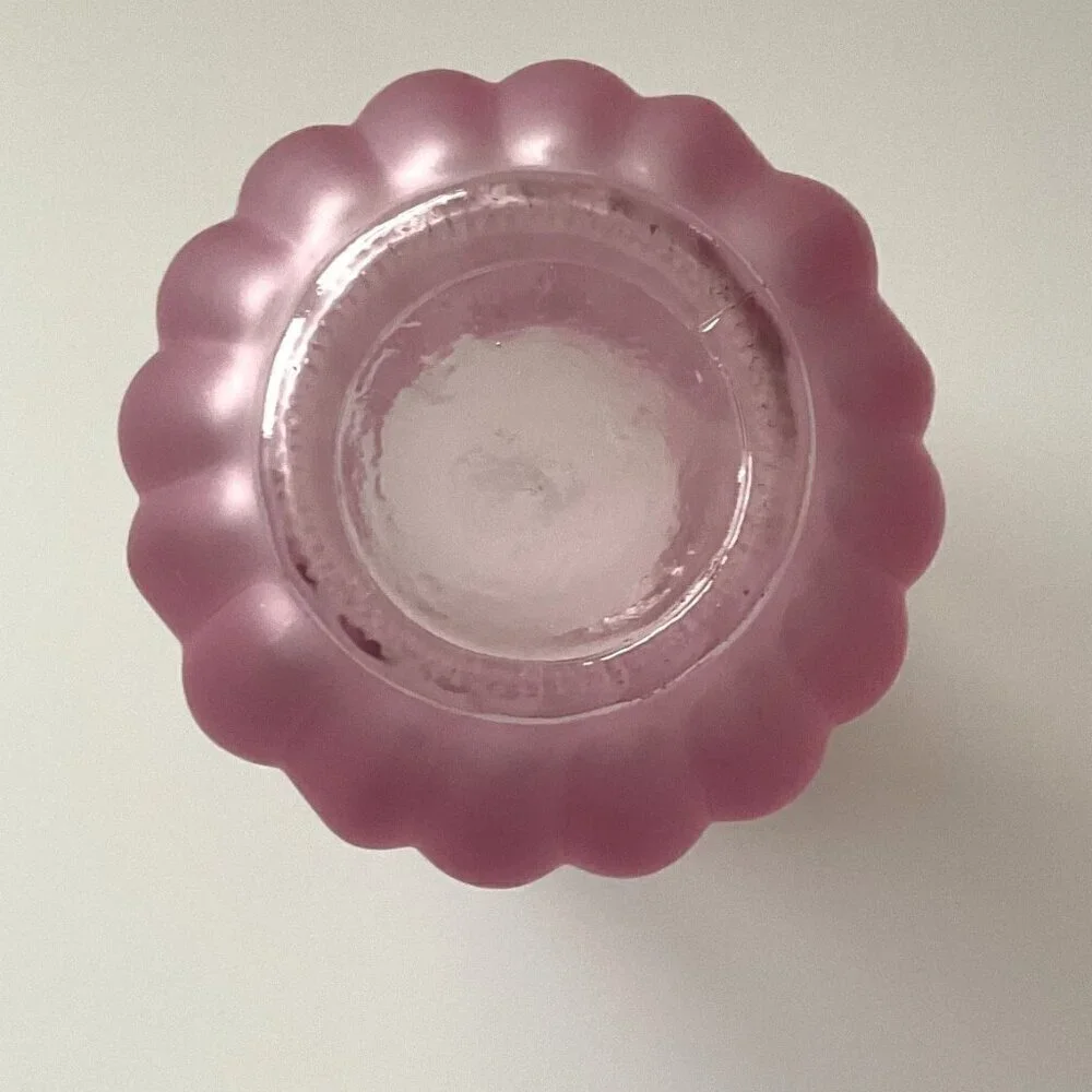 PINK RIBBED GLASS VASE DECORATIVE FLORAL DIY